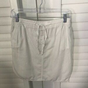 Fleur Bleue white, lined mini skirt /elastic draw string & pockets, size 2